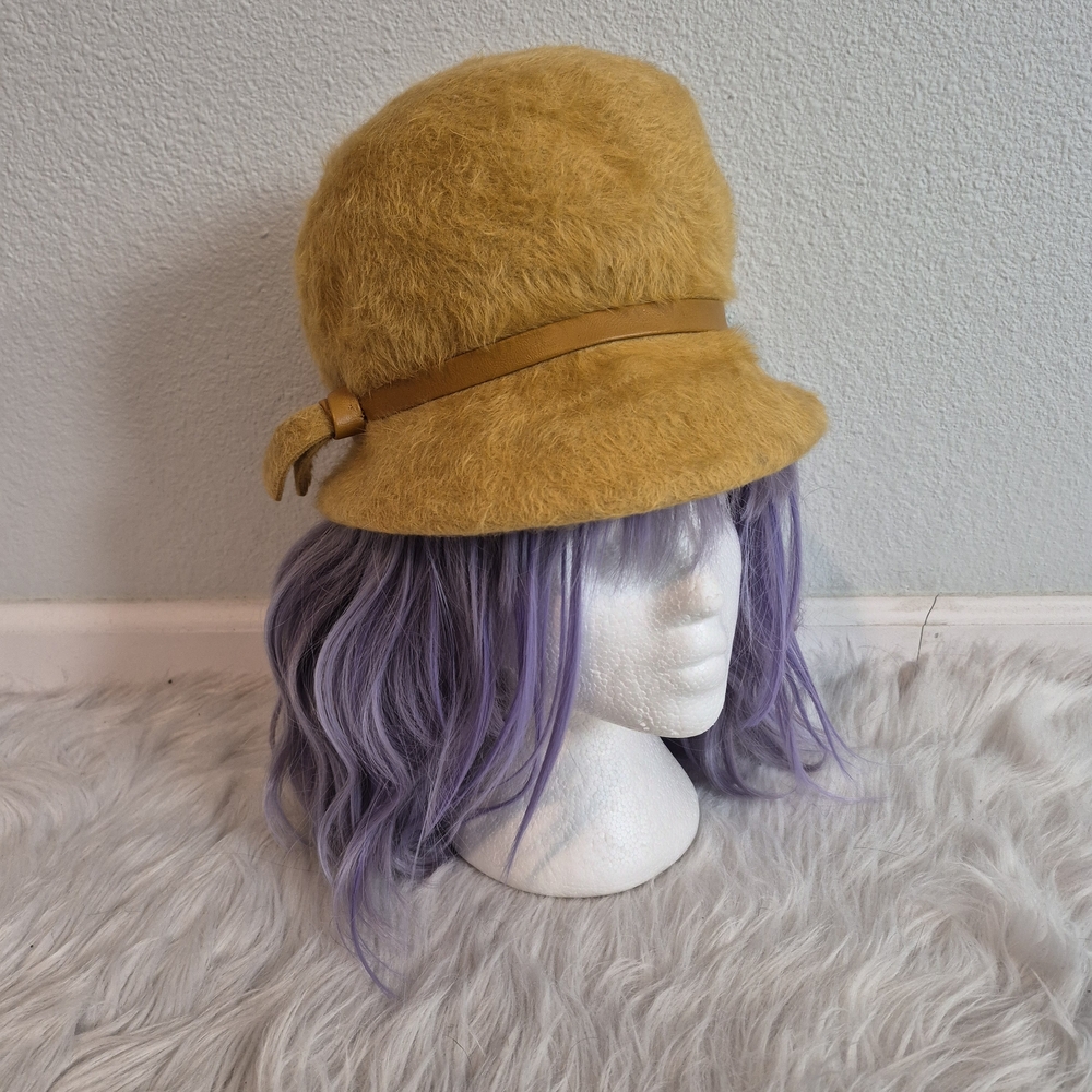 Vintage 1960s Mod Mustard Yellow Fuzzy Bubble Hat